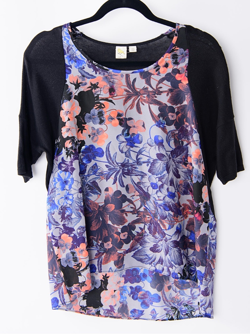 Anthropologie Maeve Mixed Media Floral Blouse Silk Blend Dolman Sleeve Small